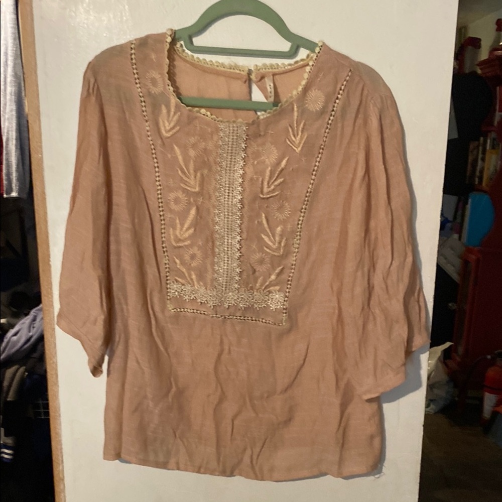 Peach Embroidered Women's Top